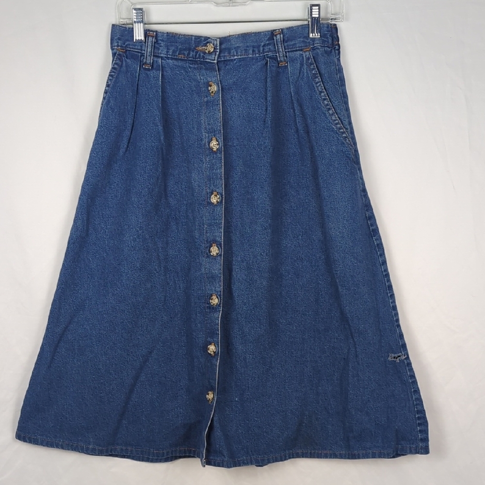 VINTAGE American Profile Long Denim Button Front Skirt